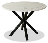 Verona 5pc Dining Set with Table & 4 Lexi Chairs, Culture Marbled Top, Metal, 42"W Round - Taupe | Ensemble de salle à manger Verona 5 pièces en métal avec table ronde de 42 po (L), dessus en marbre synthétique et 4 chaises Lexi - taupe