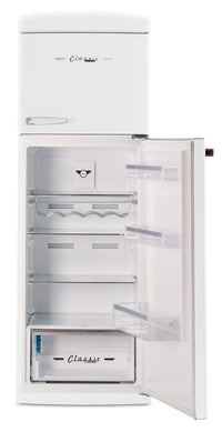 Unique Classic Retro 24" 11 Cu Ft. Top Freezer Refrigerator – Marshmallow White - UNQ-310L W TM | Réfrigérateur Classic Rétro d’Unique de 24 po et de 11 pi3 à congélateur supérieur - blanc guimauve - UNQ-310L W TM