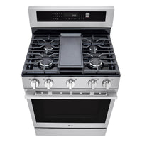 LG 6.3 Cu. Ft. Smart Gas Range with Air Fry – Fingerprint Resistant Stainless Steel - LRGN6325X | Cuisinière intelligente à gaz LG de 6,3 pi3 avec friture à air - acier inoxydable résistant aux traces de doigts - LRGN6325X