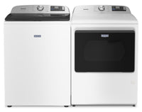 Maytag 6.0 Cu. Ft. Smart Top-Load Washer and 7.4 Cu. Ft. Gas Dryer – White  | Laveuse intelligente à chargement par le haut de 6,0 pi3 et sécheuse à gaz de 7,4 pi3 de Maytag - blanches