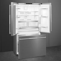 Smeg 36” 20.48 Cu. Ft. French Door Refrigerator – Stainless Steel - FD36UXIW | Réfrigérateur Smeg de 20,48 pi3 et de 36 po à portes françaises - acier inoxydable - FD36UXIW