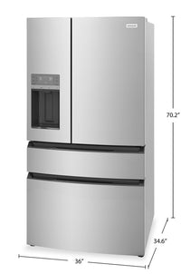 Frigidaire 36” 26 Cu. Ft. 4-Door French Door Refrigerator - Fingerprint Stainless Steel - FRMS2733AV  | Réfrigérateur Frigidaire de 26 pi3 et de 36 po à 4 portes françaises - acier inoxydable résistant aux traces de doigts - FRMS2733AV