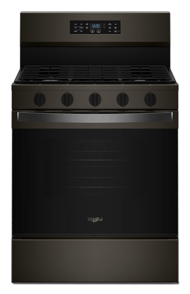 Whirlpool 5.0 Cu. Ft. Gas Range with Air Cooking – Black on Stainless - WFGS5730SV | Cuisinière à gaz Whirlpool de 5,0 pi3 avec cuisson à air – noir sur acier inoxydable - WFGS5730SV