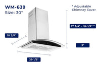 Hauslane Chef 30-Inch Convertible Wall Mount Range Hood - WM-639SS-30|Hotte de cuisinière murale convertible Chef de Hauslane de 30 po - WM-639SS-30