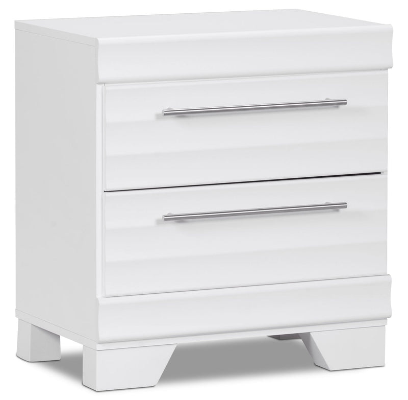Olivia Nightstand – White - Modern style Nightstand in White Engineered Wood and Laminate Veneers