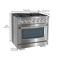 Ancona Dual Fuel 36" Stainless Freestanding Range - AN-2336SS | Cuisinière hybride amovible Ancona de 36 po en acier inoxydable - AN-2336SS | D77G4CV8