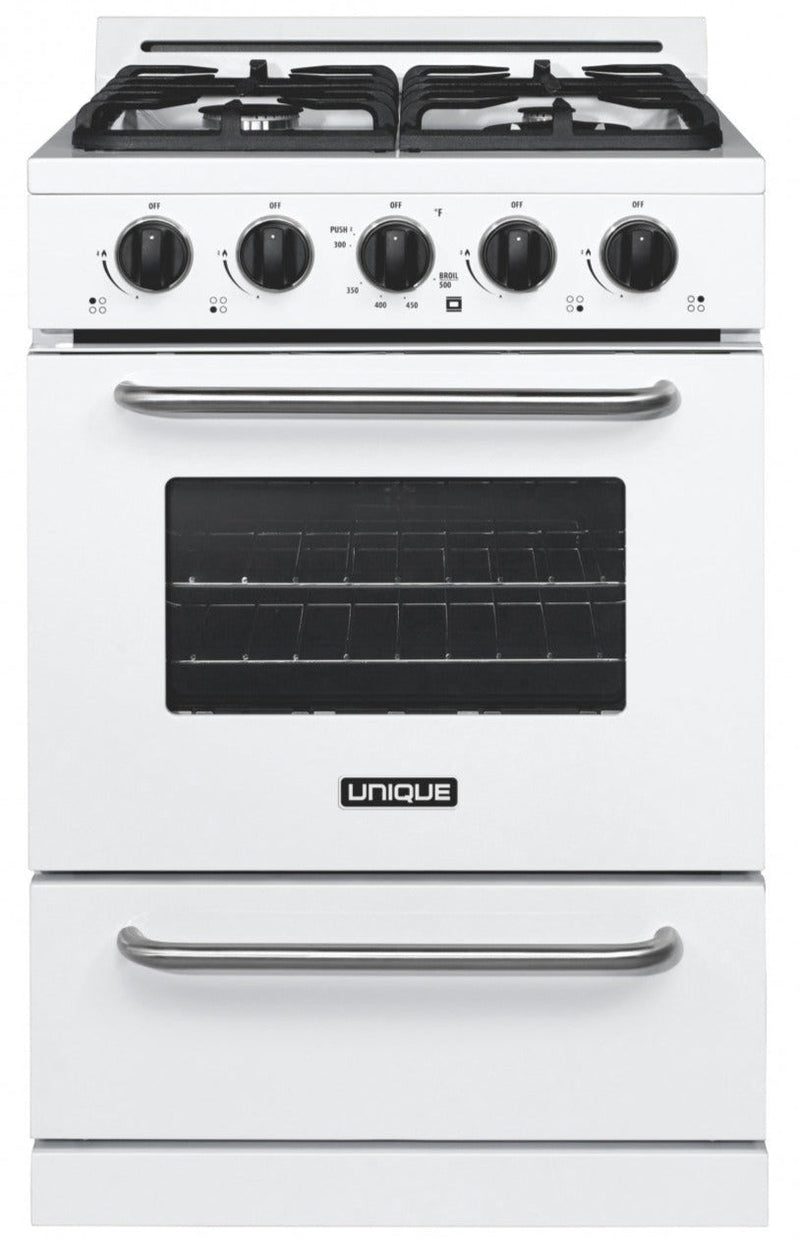 Off-Grid by Unique 24" Propane Range with Battery Ignition - UGP-24G OF1 W | Cuisinière au gaz propane Hors réseau par Unique de 24 po avec allumage à pile - UGP-24G OF1 W | D79GBBNL