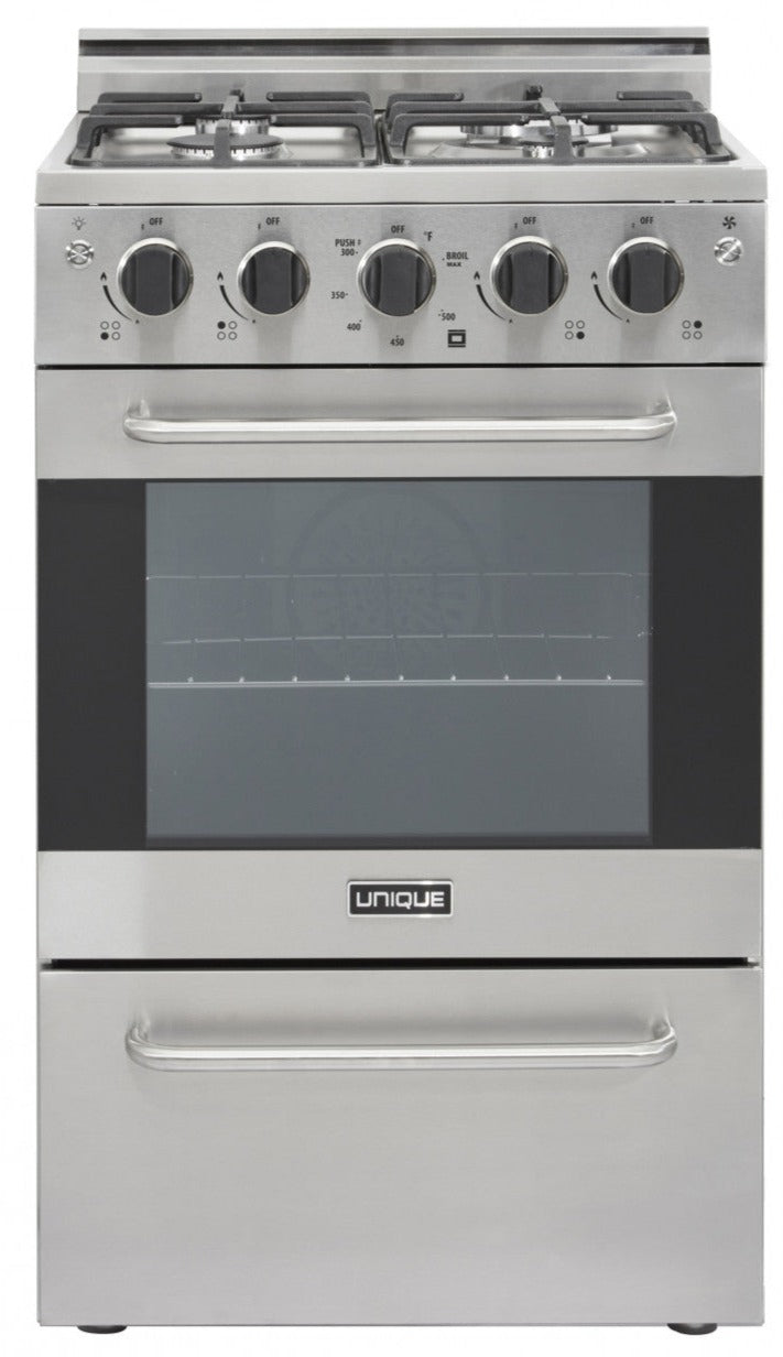 Prestige by Unique 20″ Convection Gas Range - UGP-20V PC1 S/S  | Cuisinière à gaz Prestige par Unique de 20 po à convection - UGP-20V PC1 S/S  | D79GEE9O