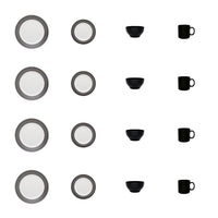 Oxford Actual 16-Piece Dinnerware Set - Black Ivory | Service de vaisselle Oxford Actual 16 pièces - noir et ivoire | D87EYXJG