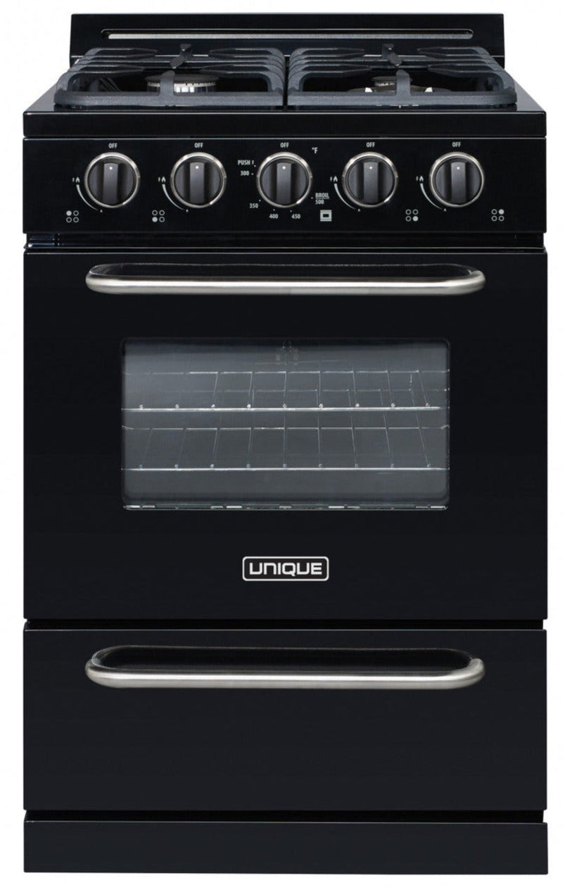 Off-Grid by Unique 24" Propane Range with Battery Ignition - UGP-24G OF1 B | Cuisinière au gaz propane Hors réseau par Unique de 24 po avec allumage à pile - UGP-24G OF1 B | D79G0QDI