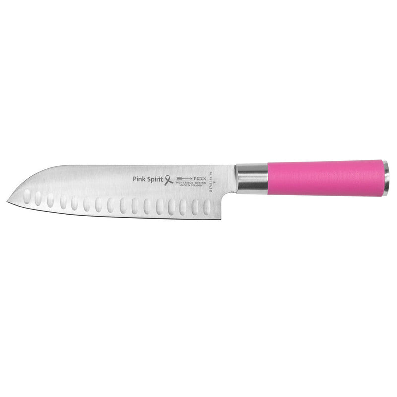F. Dick 7-inch Spirit Santoku Knife Kullenschliff - Pink | Couteau Santoku à lame cannelée Spirit de F. Dick de 7 po - rose | D48G4OHI