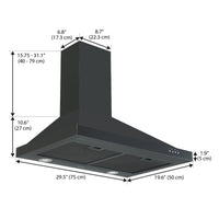 Ancona 30" Convertible Wall Mount Black Stainless Steel Range Hood - AN-17-16BSS | Hotte de cuisinière murale convertible Ancona de 30 po de style pyramidal en acier inoxydable noir - AN-17-16BSS | D77GS72T