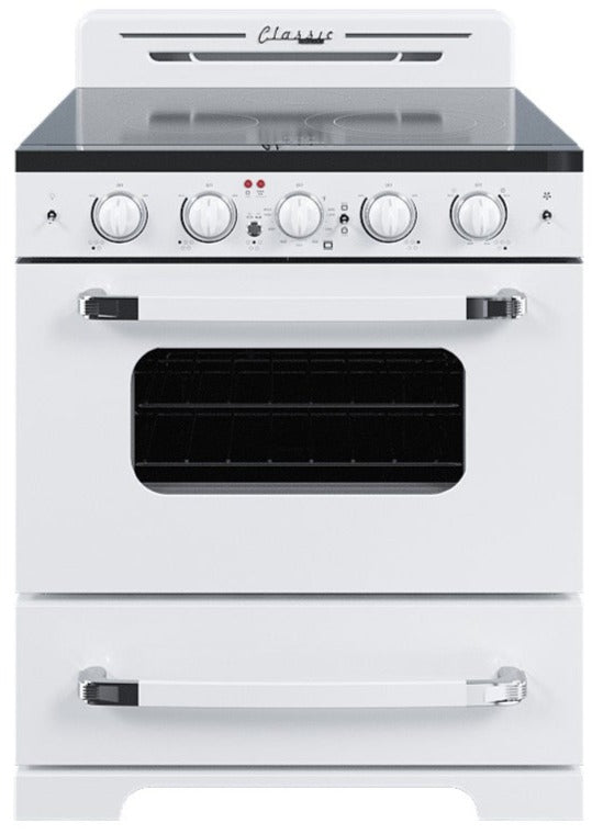 Classic Retro By Unique 30" Convection Electric Range - UGP-30CR EC W | Cuisinière électrique  Classic Rétro par Unique de 30 po à convection - UGP-30CR EC W | D79GIEEJ