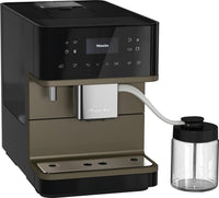 Miele CM 6360 Milk Perfection Obsidian Black With Bronze Pearl Finish Espresso Machine | Machine à espresso Milk Perfection CM 6360 de Miele noir obsidienne avec fini perle bronze