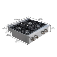 Ancona 30" Commercial Style Slide-In Gas Cooktop - AN-2160 | Surface de cuisson à gaz encastrée Ancona de 30 po de style commercial - AN-2160 | D77GAO24