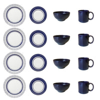 Actual 16-Piece Dinnerware Set - Blue Ivory  | Service de vaisselle Actual 16 pièces - bleu et ivoire  | D87EM59O
