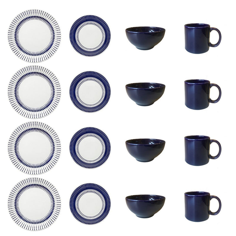 Actual 16-Piece Dinnerware Set - Blue Ivory  | Service de vaisselle Actual 16 pièces - bleu et ivoire  | D87EM59O