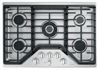 Café 30" Built-In 5-Burner Gas Cooktop - CGP95302MS1 - Gas Cooktop in Stainless Steel with Brushed Stainless Knobs