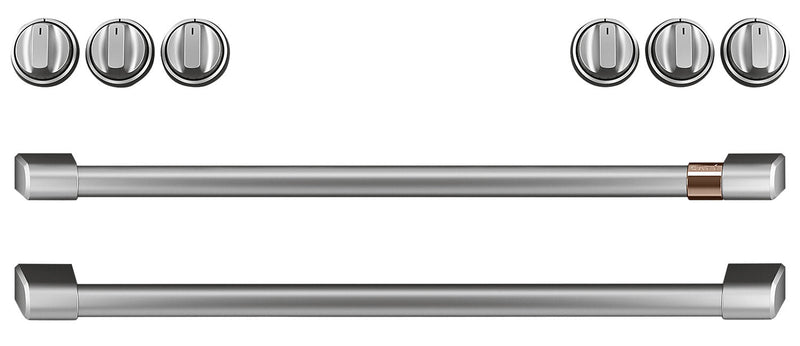 Café Gas Range Brushed Stainless Steel Knobs and Handles Set - CXFCGHKPMSS - Accessory Kit in Brushed Stainless