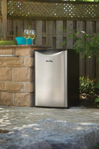 Danby 4.4 Cu. Ft. Outdoor Compact Refrigerator – DAR044A6BSLDBO - Refrigerator in Stainless Steel and Black