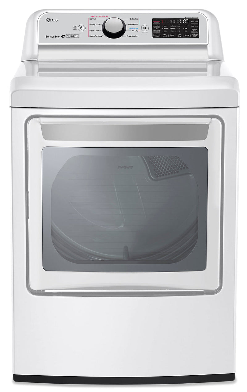 LG 7.3 Cu.Ft. Electric Smart Dryer with TurboSteam® - DLEX7250W - Dryer in White