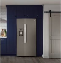 GE 25.2 Cu. Ft. Side-by-Side Refrigerator - GSS25IMNES - Refrigerator in Fingerprint Resistant Slate