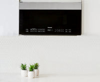 Panasonic 1.9 Cu. Ft. 400 CFM Over-the-Range Genius® Microwave - NN-SG158S - Over-the-Range Microwave in Frameless Smoked Glass and Stainless Steel