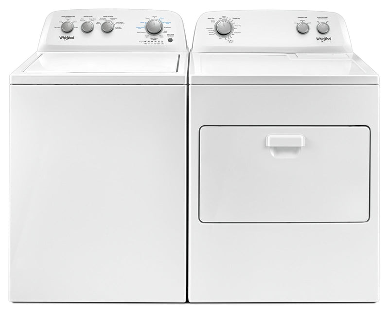 Whirlpool 4.4 Cu. Ft. I.E.C. Top-Load Washer and 7.0 Cu. Ft. Gas Dryer – White|Laveuse à chargement par le haut de 4,4 pi³ et sécheuse à gaz de 7,0 pi³ de Whirlpool - blanches|WHTL485G
