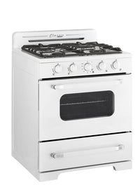 Off-Grid Classic Retro by Unique 30” Propane Range with Battery Ignition - UGP-30CR OF1 W | Cuisinière gaz propane Classic Rétro hors réseau par Unique 30 po avec allumage à pile - UGP-30CR OF1 W | D79GAIA6