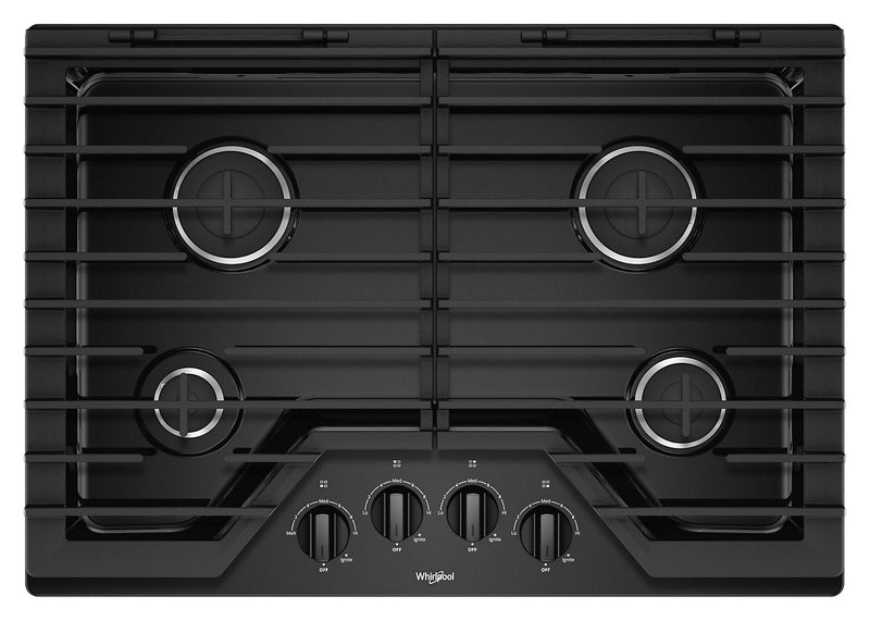 Whirlpool 30-Inch Gas Cooktop with EZ-2-Lift™ Hinged Cast-Iron Grates - WCG55US0HB