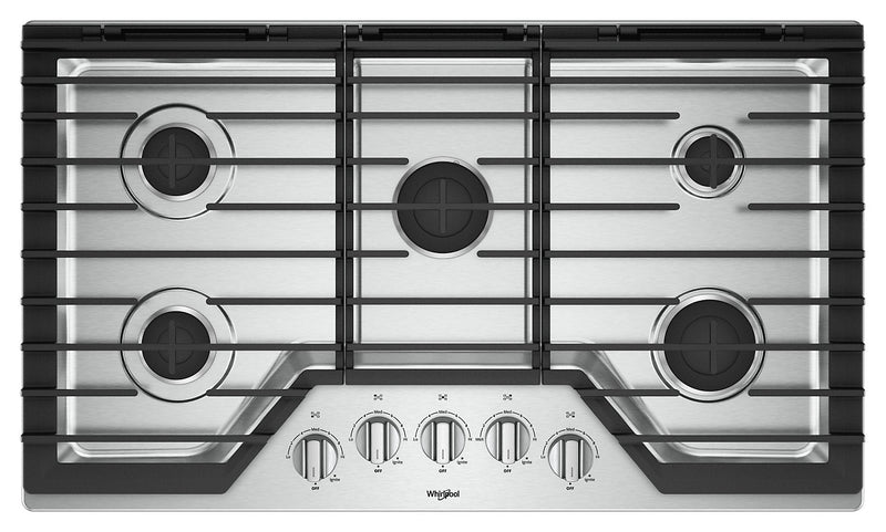 Whirlpool 36-Inch Gas Cooktop with EZ-2-Lift™ Hinged Cast-Iron Grates - WCG55US6HS