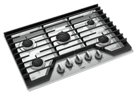 Whirlpool 30-Inch Gas Cooktop with EZ-2-Lift™ Hinged Cast-Iron Grates - WCG77US0HS
