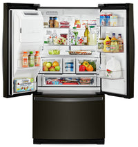 Whirlpool 27 Cu. Ft. Wide French-Door Fingerprint-Resistant Refrigerator - WRF767SDHV - Refrigerator in Fingerprint Resistant Black Stainless Steel