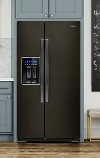 Whirlpool 28 Cu. Ft. Side-by-Side Refrigerator with Exterior Water Dispenser - WRS588FIHV - Refrigerator in Fingerprint Resistant Black Stainless Steel