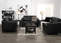 Andi Leather-Look Fabric Loveseat - Black | Causeuse Andi en tissu d'apparence cuir - noire | ANDIBKLV