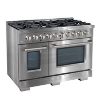 Ancona Dual Fuel 48" Stainless Freestanding Range - AN-2348SS | Cuisinière hybride amovible Ancona de 48 po en acier inoxydable - AN-2348SS | D77GTD3A