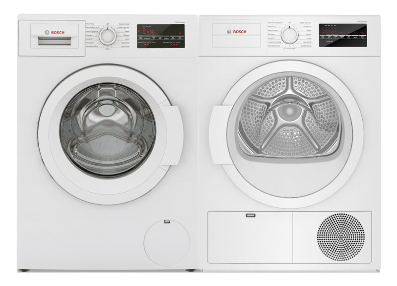 Bosch 300 Series 2.2 Cu. Ft. Front-Load Washer and 4.0 Cu. Ft. Condensation Dryer | Laveuse à chargement frontal 2,2 pi³ et sécheuse par condensation de 4,0 pi³ de série 300 de Bosch | BHFL300L