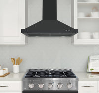 Ancona 30" Convertible Wall Mount Black Stainless Steel Range Hood - AN-17-16BSS | Hotte de cuisinière murale convertible Ancona de 30 po de style pyramidal en acier inoxydable noir - AN-17-16BSS | D77GS72T