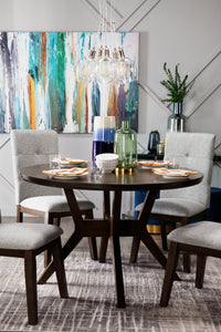 Chelsea 5-Piece Round Dining Package - Grey Brown|Ensemble de salle à manger Chelsea 5 pièces avec table ronde - gris-brun|CHELGRP5