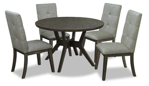 Chelsea 5-Piece Round Dining Package - Grey Brown|Ensemble de salle à manger Chelsea 5 pièces avec table ronde - gris-brun|CHELGRP5