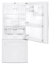GE 20.9 Cu. Ft. Bottom-Freezer Refrigerator – GDE21DGKWW|Réfrigérateur GE de 20,9 pi³ à congélateur inférieur – GDE21DGKWW|GDE21DKW