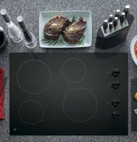 GE 30" Electric Cooktop with Built-In Knob-Control - Black - Electric Cooktop in Black