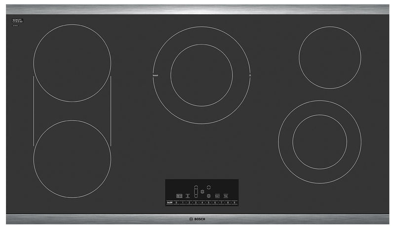 Bosch 800 Series 36" Electric Cooktop – NET8668SUC - Electric Cooktop in Black/Stainless Steel