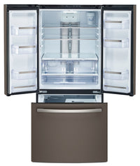 GE Profile 24.5 Cu. Ft. French-Door Refrigerator with Space-saving Icemaker – PNE25NMLKES - Refrigerator with Exterior Water/Ice Dispenser in Slate