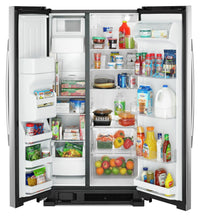 Amana 21 Cu. Ft. Side-By-Side Refrigerator with Dual Pad External Ice and Water Dispenser – ASI2175G - Refrigerator with Exterior Water/Ice Dispenser in Stainless Steel