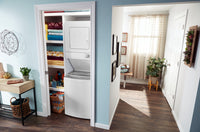 Whirlpool 1.8 Cu.Ft Electric Stacked Laundry with Impeller and Soft-Close Glass Lid Center Controls - Laundry Centre in White