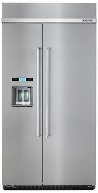 KitchenAid 25.5 Cu. Ft. Built-In Side-by-Side Refrigerator – KBSD602ESS - Refrigerator with Exterior Water/Ice Dispenser in Stainless Steel