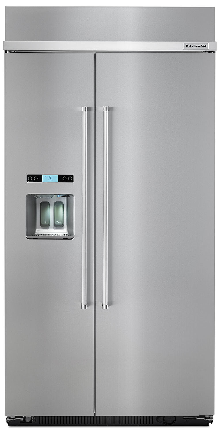 KitchenAid 25.5 Cu. Ft. Built-In Side-by-Side Refrigerator – KBSD602ESS - Refrigerator with Exterior Water/Ice Dispenser in Stainless Steel