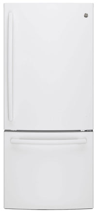 GE 20.9 Cu. Ft. Bottom-Freezer Refrigerator – GBE21AGKWW - Refrigerator in White