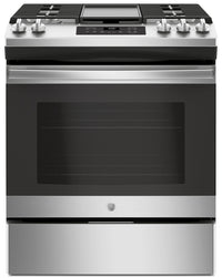 GE 5.4 Cu. Ft. Slide-In Steam Clean Gas Range – JCGSS66SELSS - Gas Range in Stainless Steel